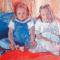 
kinderen 100 x 80 acrylverf op doek